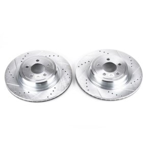 Dodge Magnum Brake Rotors (2) - Rear - PowerStop - Evolution Drilled & Slotted - Silver - `06-`08