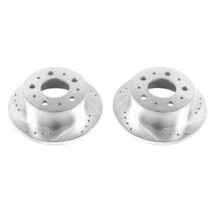 Ram ProMaster 1500 Brake Rotors (2) - Rear - PowerStop - Evolution Drilled & Slotted - Silver - `14-`19
