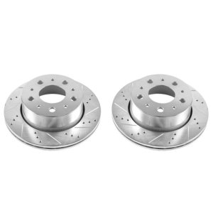 Ram ProMaster 1500 Brake Rotors (2) - Rear - PowerStop - Evolution Drilled & Slotted Zinc Plated - Silver - `14-`19