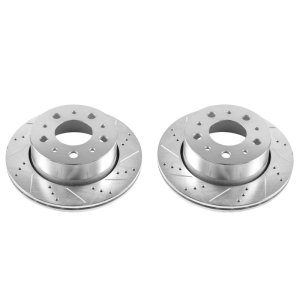Ram ProMaster 1500 Brake Rotors (2) - Rear - PowerStop - Evolution Drilled & Slotted Zinc Plated - Silver - `14-`19