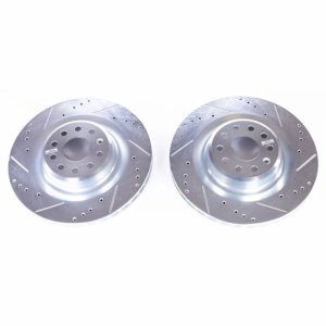 Tesla Model S Brake Rotors (2) - Rear - PowerStop - Evolution Drilled & Slotted - `12-`18