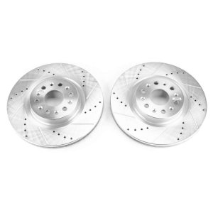 Buick Enclave Brake Rotors (2) - Front - PowerStop - Evolution Drilled & Slotted - Silver - `18-`19