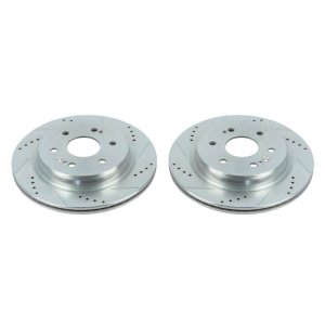 Chevrolet Silverado 1500 Brake Rotors (2) - Rear - PowerStop - Evolution Drilled & Slotted - Silver - `19-`20
