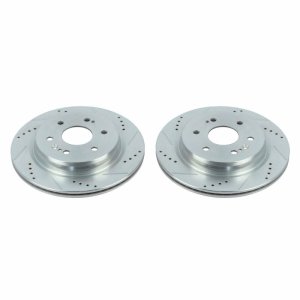 Chevrolet Silverado 1500 Brake Rotors (2) - Rear - PowerStop - Evolution Drilled & Slotted - Silver - `19-`20 Chevrolet Silverado 1500 Brake Rotors (2) - Rear - PowerStop - Evolution Drilled & Slotted - Silver - `19-`20