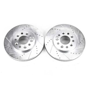 Ford Freestar Brake Rotors (2) - Front - PowerStop - Evolution Drilled & Slotted - Silver - `04-`07