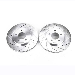 Ford Escape Brake Rotors (2) - Front - PowerStop - Evolution Drilled & Slotted - Silver - `05-`12