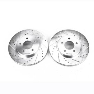 Ford Escape Brake Rotors (2) - Front - PowerStop - Evolution Drilled & Slotted - Silver - `05-`12