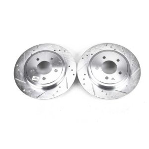 Ford Escape Brake Rotors (2) - Rear - PowerStop - Evolution Drilled & Slotted Rotors - Silver - `05-`08