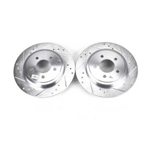 Ford Escape Brake Rotors (2) - Rear - PowerStop - Evolution Drilled & Slotted Rotors - Silver - `05-`08
