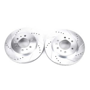 Ford F-150 Brake Rotors (2) - Front - PowerStop - Evolution Drilled & Slotted - Silver - 2009