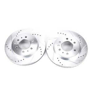 Ford F-150 Brake Rotors (2) - Front - PowerStop - Evolution Drilled & Slotted - Silver - 2009 Ford F-150 Brake Rotors (2) - Front - PowerStop - Evolution Drilled & Slotted - Silver - 2009
