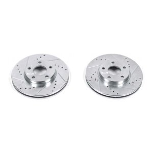 Ford Transit Connect Brake Rotors (2) - Front - PowerStop - Evolution Drilled & Slotted - Silver - `10-`13