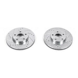 Ford Transit Connect Brake Rotors (2) - Front - PowerStop - Evolution Drilled & Slotted - Silver - `10-`13