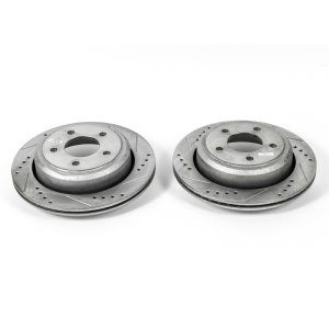 Ford Ranger Brake Rotors (2) - Rear - PowerStop - Evolution Drilled & Slotted - Silver - `10-`11
