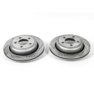 Ford Ranger Brake Rotors (2) - Rear - PowerStop - Evolution Drilled & Slotted - Silver - `10-`11