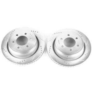 Ford F-150 Brake Rotors (2) - Rear - PowerStop - Evolution Drilled & Slotted - Silver - `12-`18