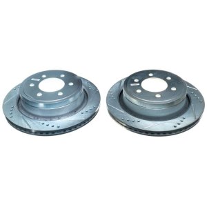 Ford F-150 Brake Rotors (2) - Rear - PowerStop - Evolution Drilled & Slotted - Silver - `12-`18