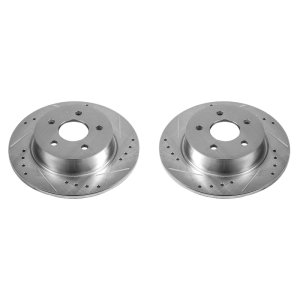 Ford C-Max Brake Rotors (2) - Rear - PowerStop - Evolution Drilled & Slotted - Silver - `13-`18