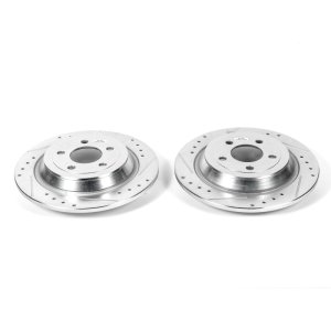 Ford F-150 Brake Rotors (2) - Rear - PowerStop - Evolution Drilled & Slotted - Silver - `15-`17