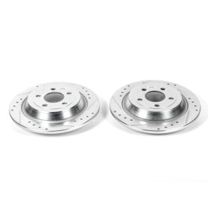 Ford F-150 Brake Rotors (2) - Rear - PowerStop - Evolution Drilled & Slotted - Silver - `15-`17
