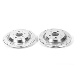 Ford F-150 Brake Rotors (2) - Rear - PowerStop - Evolution Drilled & Slotted - Silver - `15-`17