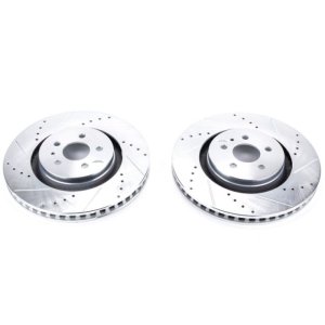 Ford Edge Brake Rotors (2) - Front - PowerStop - Evolution Drilled & Slotted - Silver - `15-`18 Ford Edge Brake Rotors (2) - Front - PowerStop - Evolution Drilled & Slotted - Silver - `15-`18