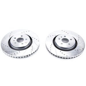 Ford Edge Brake Rotors (2) - Front - PowerStop - Evolution Drilled & Slotted - Silver - `15-`18
