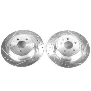 Ford Edge Brake Rotors (2) - Rear - PowerStop - Evolution Drilled & Slotted - Silver - `15-`19