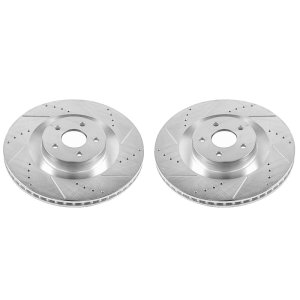 Ford Focus Brake Rotors (2) - Front - PowerStop - Evolution Drilled & Slotted - Silver - `16-`18