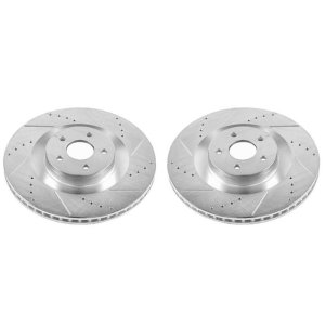 Ford Focus Brake Rotors (2) - Front - PowerStop - Evolution Drilled & Slotted - Silver - `16-`18