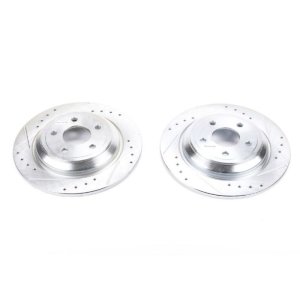 Ford Focus Brake Rotors (2) - Rear - PowerStop - Evolution Drilled & Slotted - Silver - `16-`18
