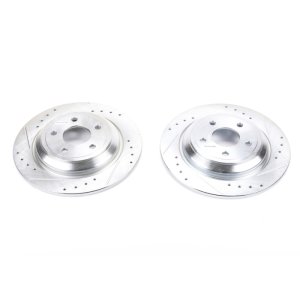Ford Focus Brake Rotors (2) - Rear - PowerStop - Evolution Drilled & Slotted - Silver - `16-`18