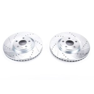 Ford Edge Brake Rotors (2) - Front - PowerStop - Evolution Drilled & Slotted - Silver - `15-`19 Ford Edge Brake Rotors (2) - Front - PowerStop - Evolution Drilled & Slotted - Silver - `15-`19