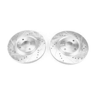 Ford EcoSport Brake Rotors (2) - Front - PowerStop - Evolution Drilled & Slotted - Silver - 2018