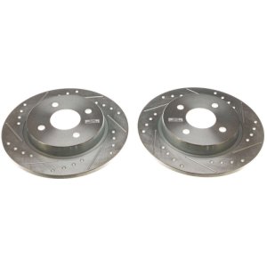 Ford EcoSport Brake Rotors (2) - Rear - PowerStop - Evolution Drilled & Slotted - Silver - 2018
