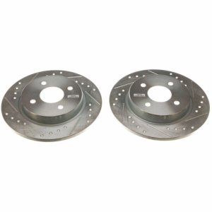 Ford EcoSport Brake Rotors (2) - Rear - PowerStop - Evolution Drilled & Slotted - Silver - 2018