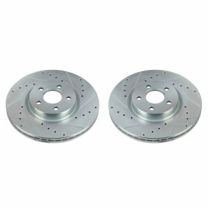 Ford Transit Connect Brake Rotors (2) - Front - PowerStop - Evolution Drilled & Slotted - Silver - `18-`20 Ford Transit Connect Brake Rotors (2) - Front - PowerStop - Evolution Drilled & Slotted - Silver - `18-`20