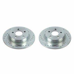 Ford Transit Connect Brake Rotors (2) - Rear - PowerStop - Evolution Drilled & Slotted - Silver - `18-`20 Ford Transit Connect Brake Rotors (2) - Rear - PowerStop - Evolution Drilled & Slotted - Silver - `18-`20