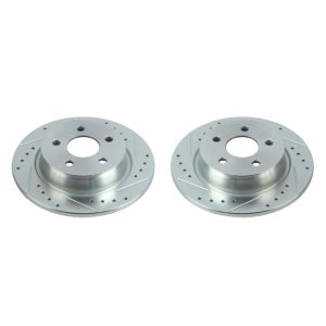 Ford Transit Connect Brake Rotors (2) - Rear - PowerStop - Evolution Drilled & Slotted - Silver - `18-`20