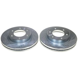 Ford Ranger Brake Rotors (2) - Front - PowerStop - Evolution Drilled & Slotted - Silver - `19-`22