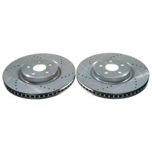 Ford Edge Brake Rotors (2) - Front - PowerStop - Evolution Drilled & Slotted - Silver Zinc - `19-`22