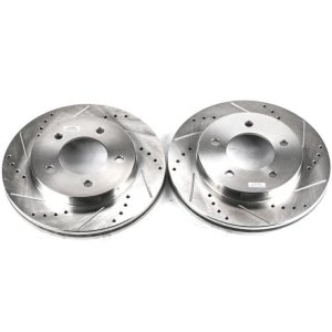 Ford F-150 Brake Rotors (2) - Front - PowerStop - Evolution Drilled & Slotted - Silver - `97-`03 Ford F-150 Brake Rotors (2) - Front - PowerStop - Evolution Drilled & Slotted - Silver - `97-`03