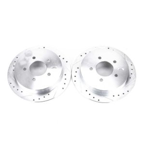 Ford Expedition Brake Rotors (2) - Rear - PowerStop - Evolution Drilled & Slotted - Silver - `00-`02 Ford Expedition Brake Rotors (2) - Rear - PowerStop - Evolution Drilled & Slotted - Silver - `00-`02