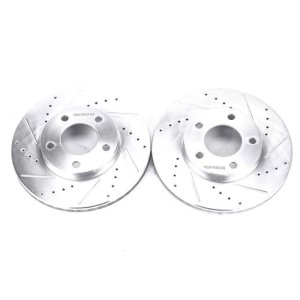 Ford Escape Brake Rotors (2) - Front - PowerStop - Evolution Drilled & Slotted - Silver - `01-`07