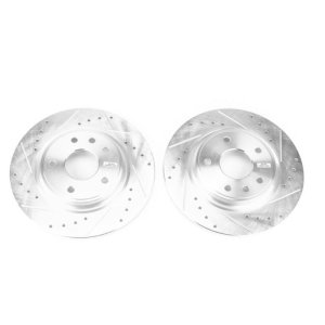 Chrysler Pacifica Brake Rotors (2) - Rear - PowerStop - Evolution Drilled & Slotted - Silver - `17-`19