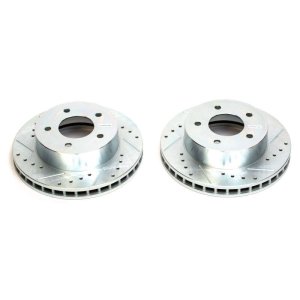 Chevrolet Astro Brake Rotors (2) - Front - PowerStop - Evolution Drilled & Slotted - Silver - `90-`02