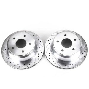 Chevrolet Blazer Brake Rotors (2) - Rear - PowerStop - Evolution Drilled & Slotted - Silver - `97-`05