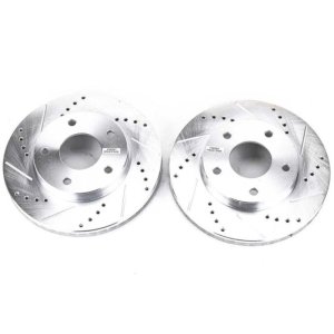 Chevrolet Blazer Brake Rotors (2) - Front - PowerStop - Evolution Drilled & Slotted - Silver - `97-`05