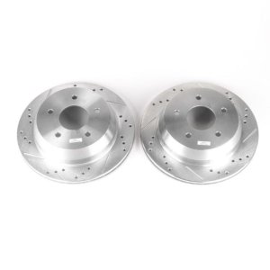 Chevrolet Blazer Brake Rotors (2) - Rear - PowerStop - Evolution Drilled & Slotted - Silver - `98-`05