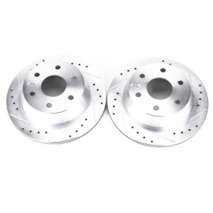 Chevrolet Astro Brake Rotors (2) - Rear - PowerStop - Evolution Drilled & Slotted - Silver - `03-`05